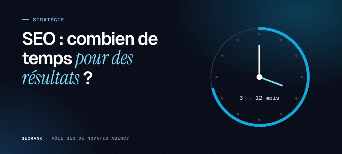 Illustration éditoriale SEORank : « SEO : combien de temps pour des résultats ? »