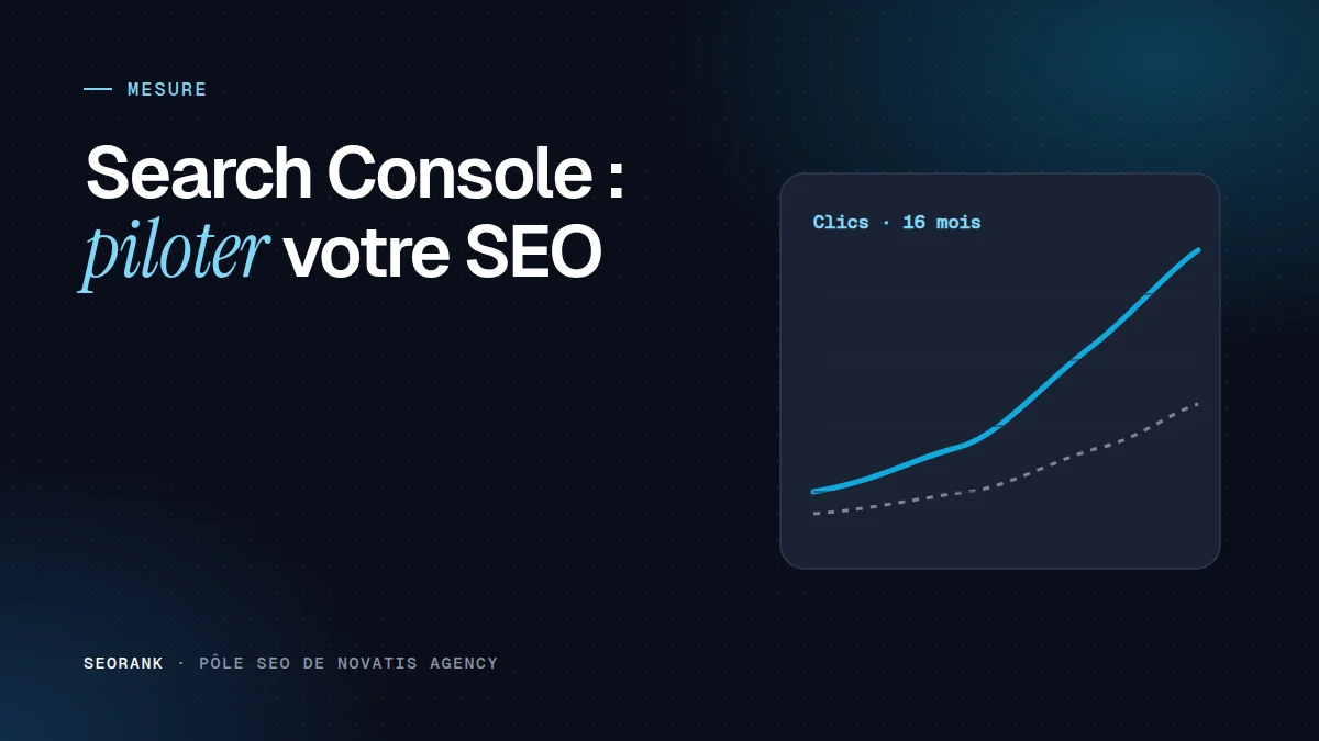 Illustration éditoriale SEORank : « Search Console : piloter votre SEO »