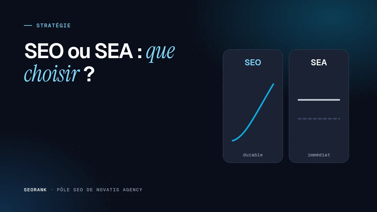 Illustration éditoriale SEORank : « SEO ou SEA : que choisir ? »